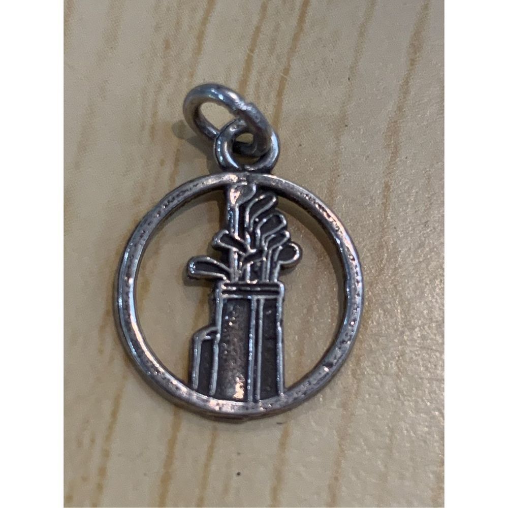 .925 Golf Clubs Cutout Sterling Silver Jewelry Charm #golf